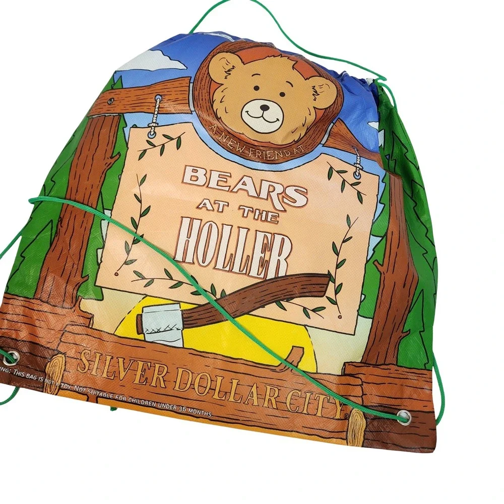 Silver Dollar City Bears at the Holler Drawstring Cinch Bag Souvenir‎ Branson MO